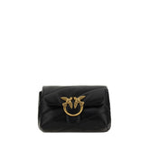 PINKO Black Calf Leather Bos Taurus Shoulder Bag